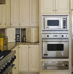 Photo of cabinets for built-in appliances in the kitchen