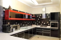 Kitchen Countertops Photo With Black Tiles