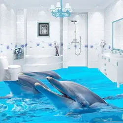 Panels in the bathroom photo with dolphins