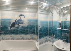 Panels in the bathroom photo with dolphins