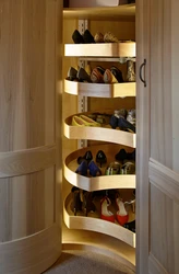Corner wardrobe and shoe rack in the hallway photo