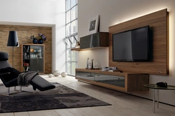 TV fotoşəkili ilə loft üslubunda qonaq otağı