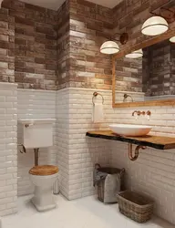 Photo Of Bathtub And Toilet In Brick Houses