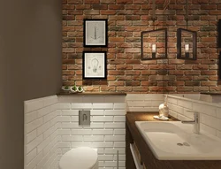 Photo of bathtub and toilet in brick houses
