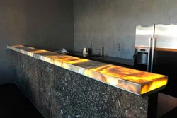 Photo of kitchen bar counters made of marble