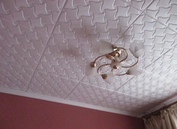 Ceiling tiles on the walls in the kitchen photo