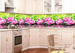 Apron with flowers made of plastic in the kitchen photo