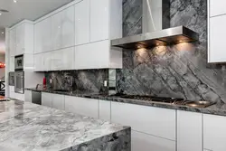 Kitchen design with white marble countertop photo