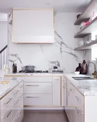Kitchen design with white marble countertop photo