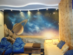 3D photo wallpaper on the wall in a children's bedroom