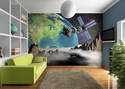 3D photo wallpaper on the wall in a children's bedroom