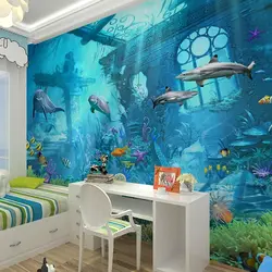 3D photo wallpaper on the wall in a children's bedroom