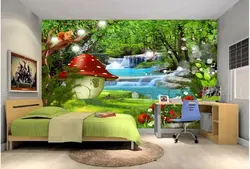 3D Photo Wallpaper On The Wall In A Children'S Bedroom