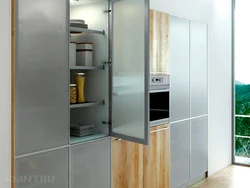 Kitchen cabinets, floor-standing, tall photos in the interior