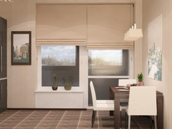 Рулонныя шторы для кухні з балконным акном фота