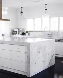 Ошхона Сафед Бо Акс Countertop Мармар Хокистарӣ