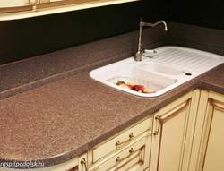 Colors of kitchen countertops made of artificial stone photo