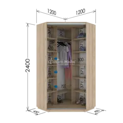 Wardrobe in the bedroom with a mirror photo dimensions
