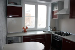 Photo Small Corner Kitchens With A Refrigerator By The Window