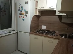 Photo Small Corner Kitchens With A Refrigerator By The Window