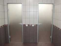 Двери из стекла в ванную и туалет фото