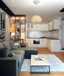 Interior photo of apartments with one room and kitchen