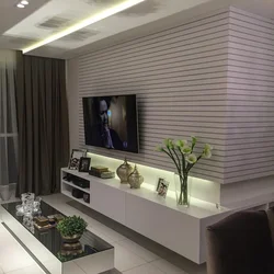 3D panels in the interior of the living room photo with TV