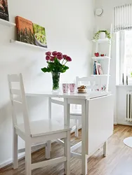 Обеденный Стол Для Маленькой Кухни К Стене Фото