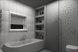 Bathtub With Shelves Made Of Tiles Or Plasterboard Photo
