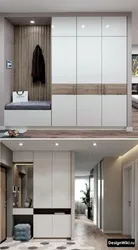 Wardrobe in the hallway with mirrors to the ceiling photo