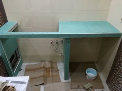 Countertop Under The Sink Made Of Plasterboard In The Bathroom Photo