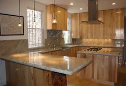 Wood-Look Stone Countertop For Kitchen Photo