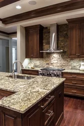 Wood-Look Stone Countertop For Kitchen Photo