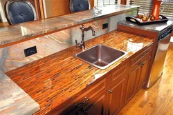 Wood-Look Stone Countertop For Kitchen Photo