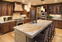 Countertop санги ҳезум назар барои акс ошхона