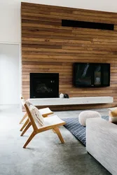 Wood Paneling On The Wall In The Living Room Photo