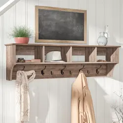 Coat rack with shelf in the hallway made of wood photo