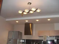 Lamps for suspended ceilings in the kitchen in Khrushchev photo