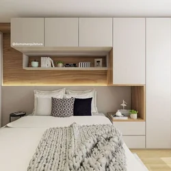 Photo Of Wardrobes In The Bedroom On The Entire Wall With A Bed