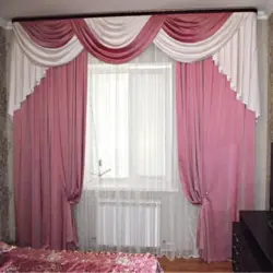 Curtains for the living room in a modern style with a lambrequin, photos of your own