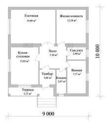 Тарҳи хонаи 8 ба 8 якошёна бо сурати як хоб