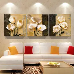 Living room interior triptych