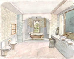 Интерьер ванной нарисованный