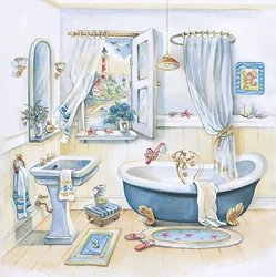 Bathroom interior drawn