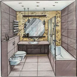 Интерьер ванной нарисованный