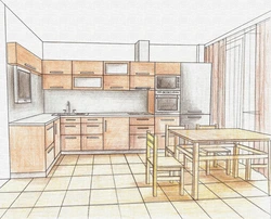 Hand drawn kitchen interior