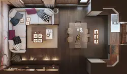 Living room interior from above