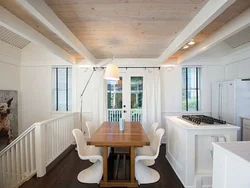 Интерьер кухни белый потолок