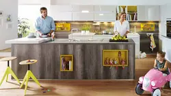 Family in the kitchen interior