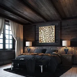 Dark Wood Living Room Interior